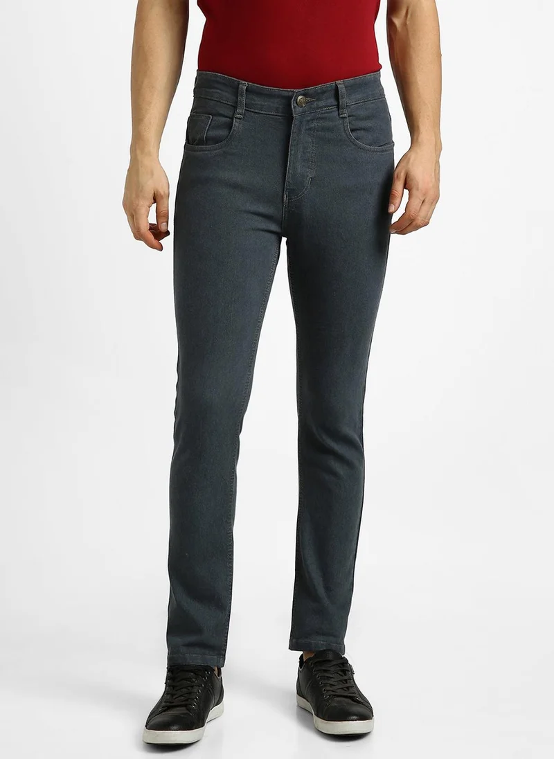 Urbano Fashion Men's Grey Slim Fit Washed Jeans Stretchable